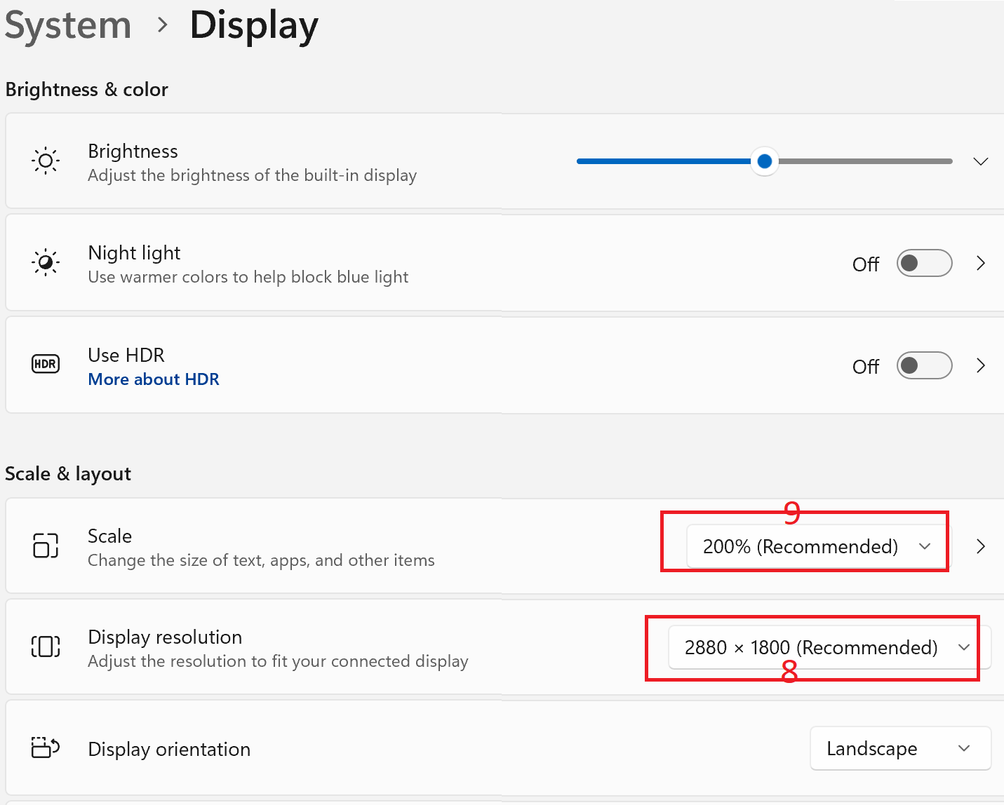  display setting of your local taptop screen