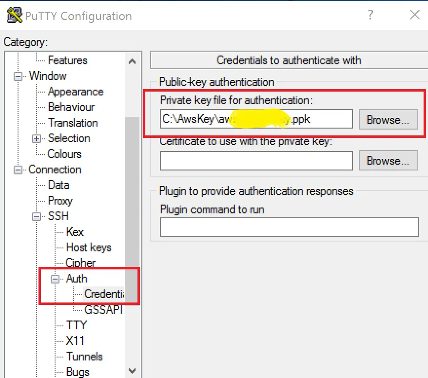 Settings to connect from Putty zip version